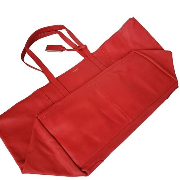 Joy Gryson Genuine Leather Oversized Tote Travel Shopper Bag Red - Picture 10 of 14